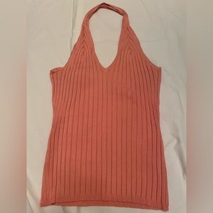 Poppy Large Pink Ribbed Halter Top